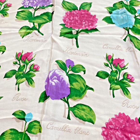 Vintage Echo Club 7 Scarf Square Silk Florals Scientific Name Flowers Romantic - Picture 7 of 12